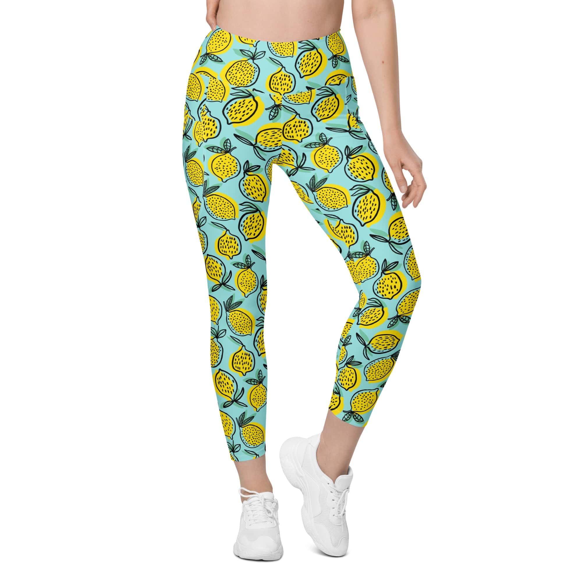 Lemon Pattern Leggings With Pockets