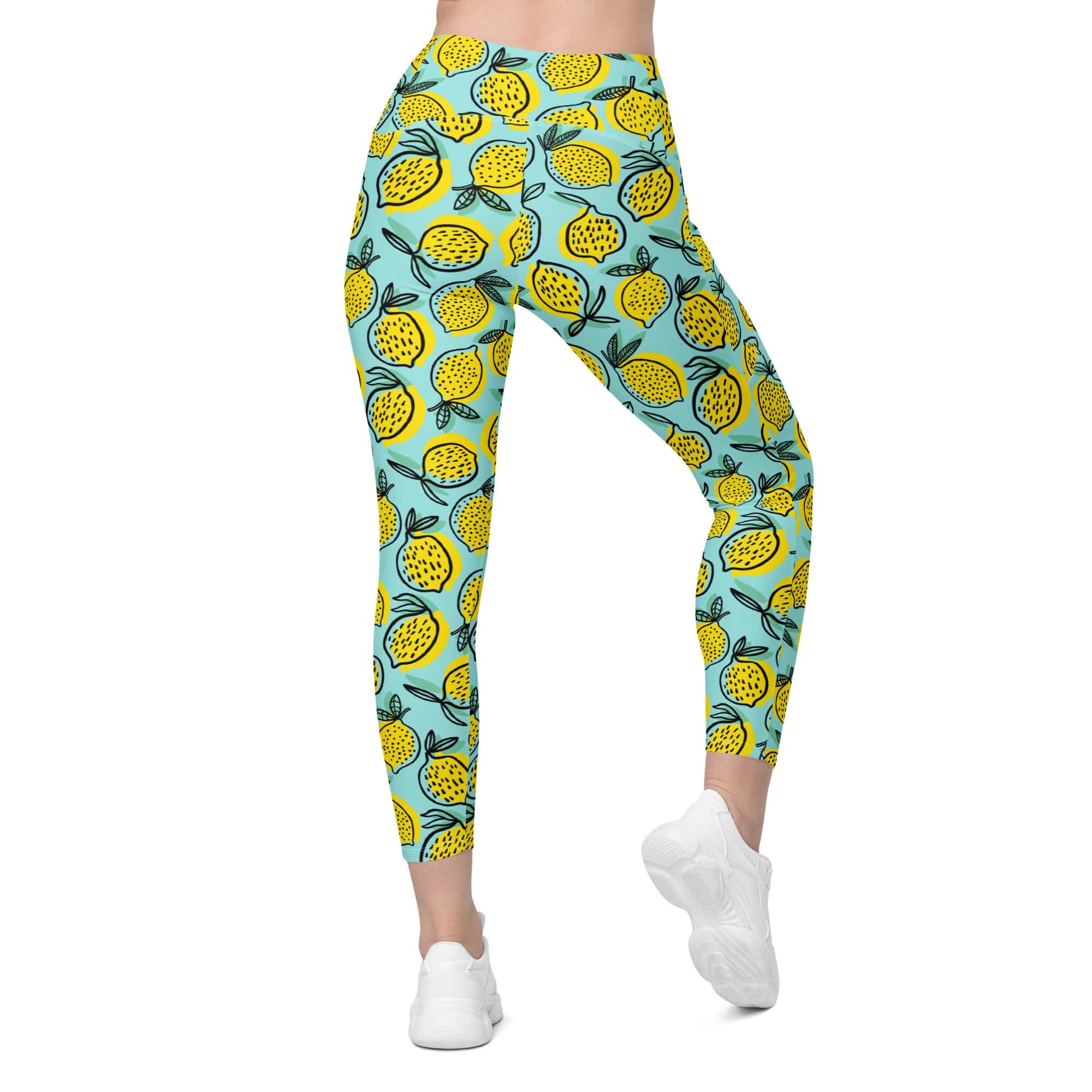 Lemon Pattern Leggings With Pockets