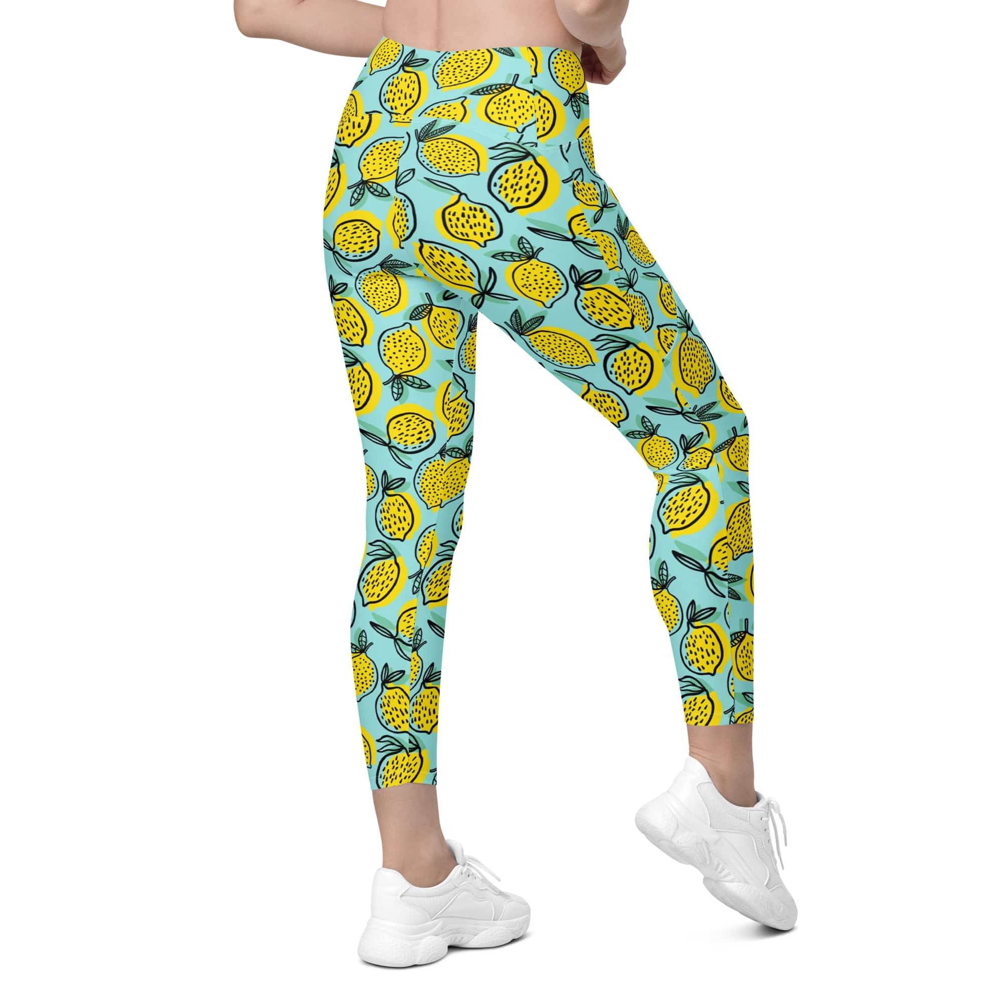 Lemon Pattern Leggings With Pockets