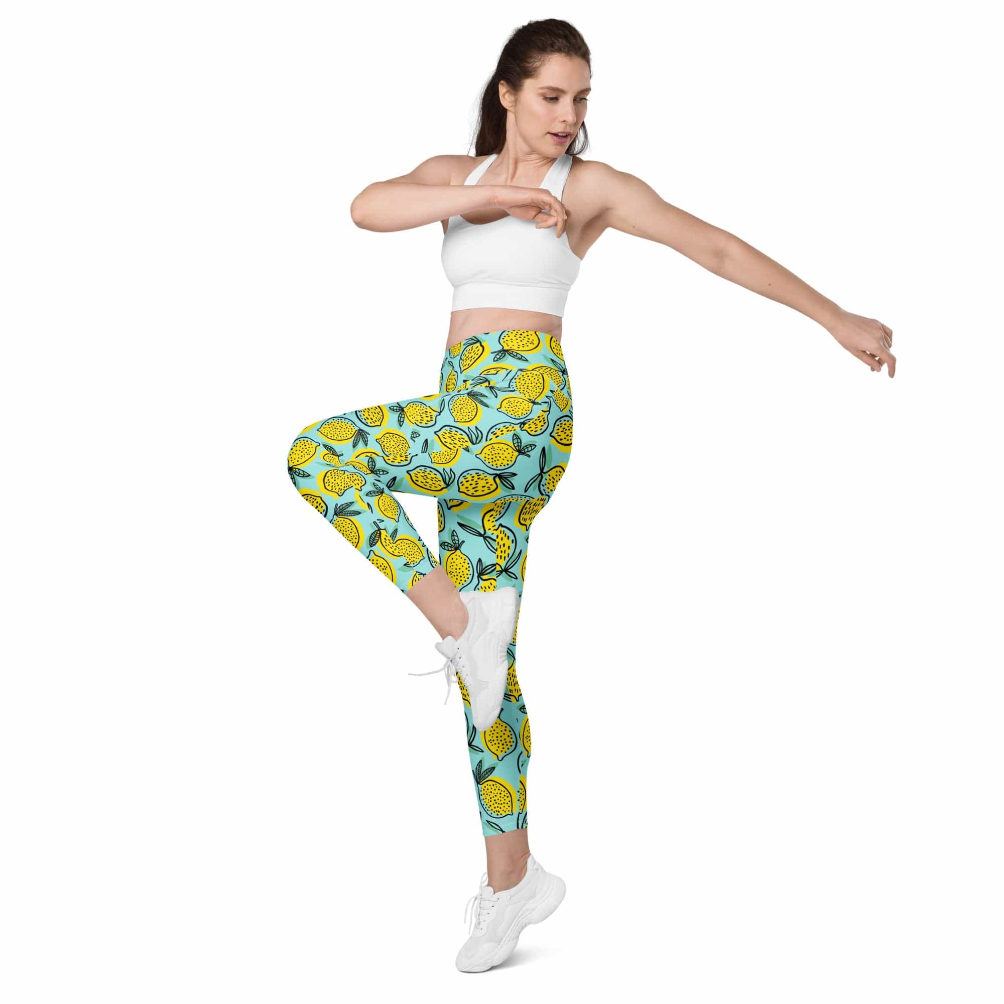 Lemon Pattern Leggings With Pockets