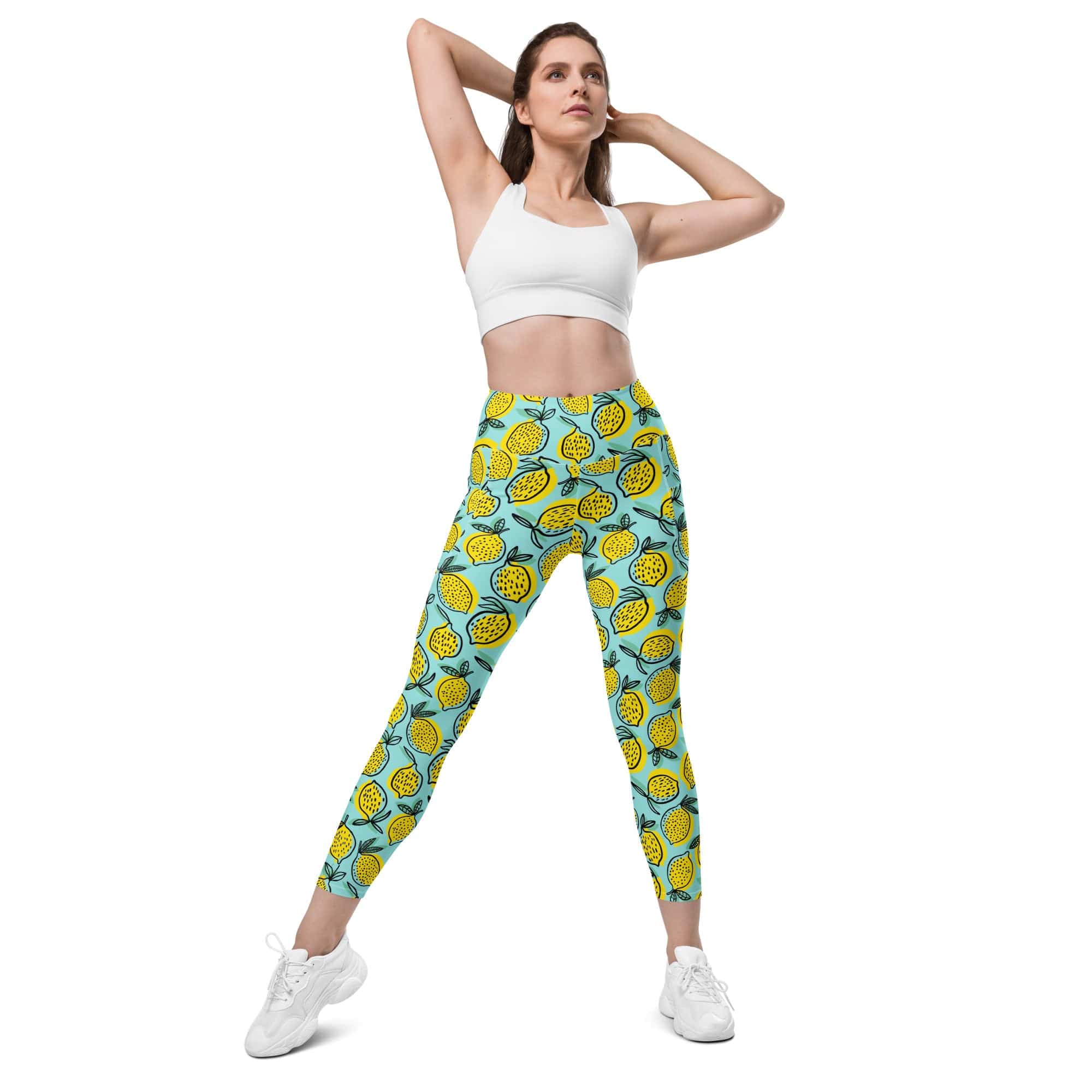 Lemon Pattern Leggings With Pockets