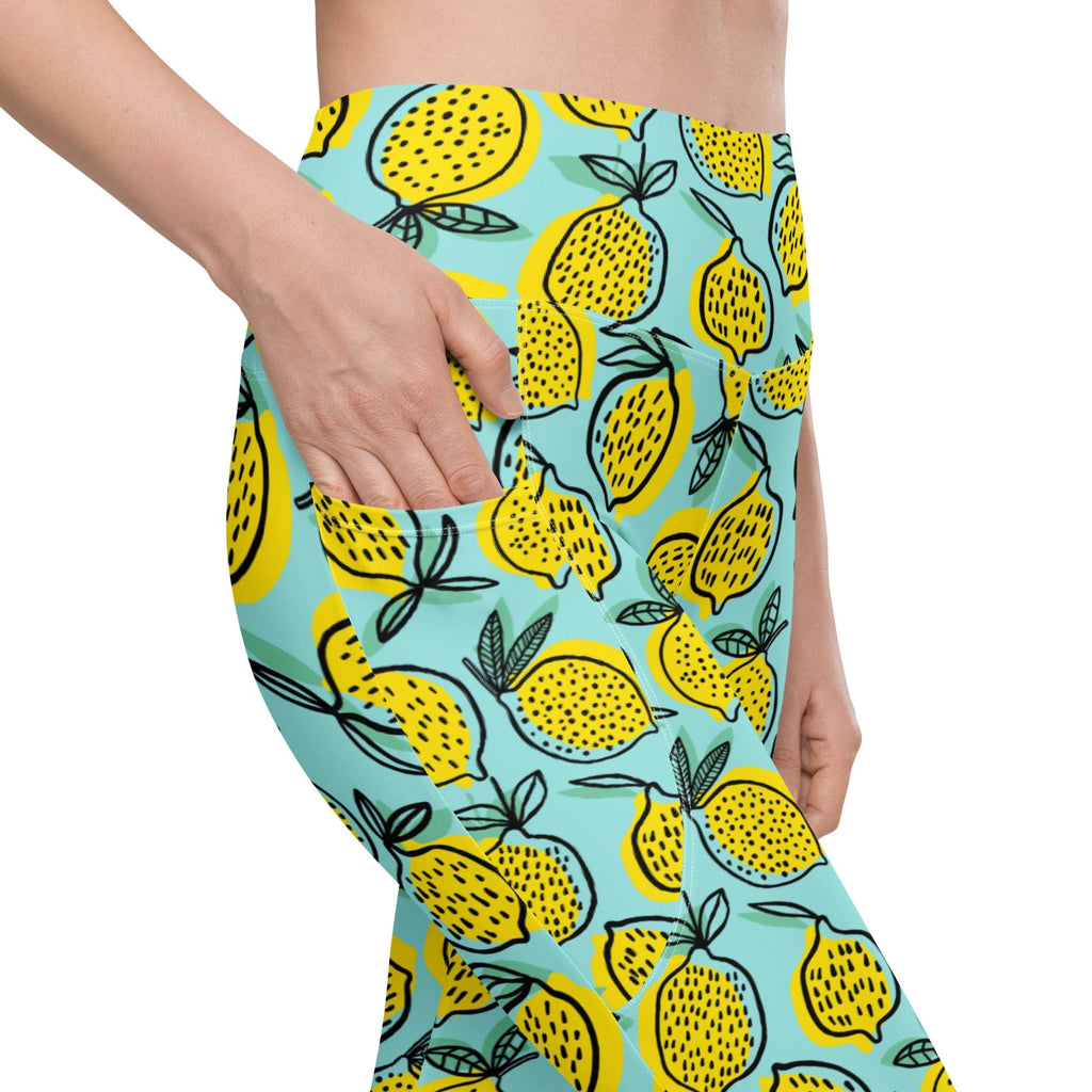 Lemon Pattern Leggings With Pockets
