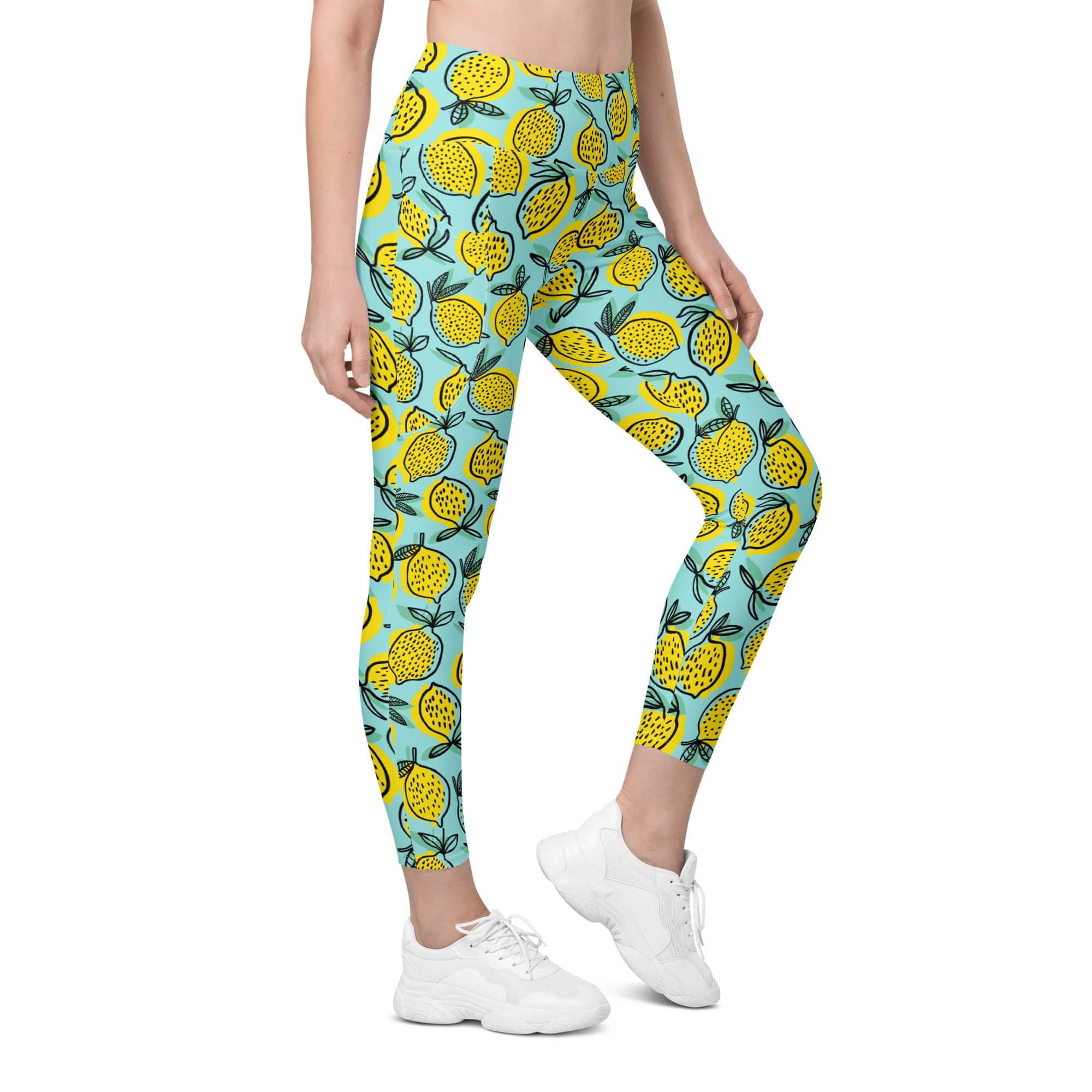 Lemon Pattern Leggings With Pockets