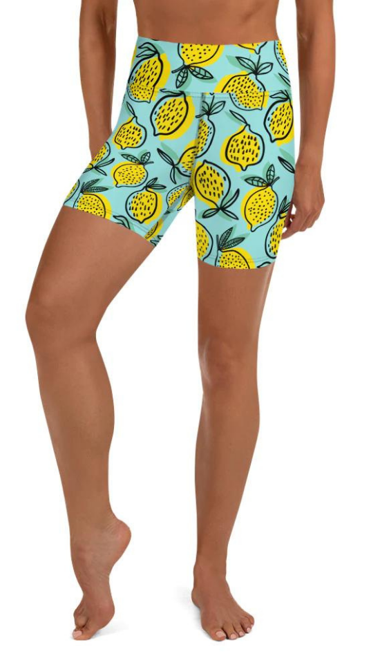 Lemon Pattern Yoga Shorts