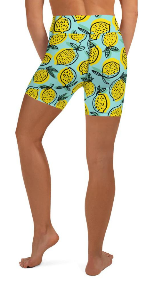 Lemon Pattern Yoga Shorts