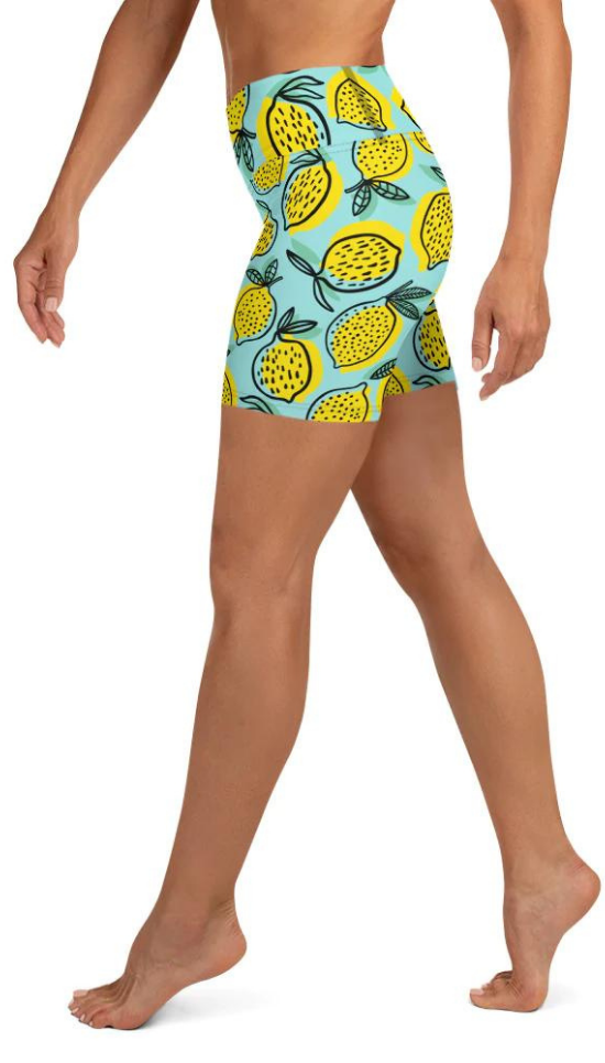 Lemon Pattern Yoga Shorts