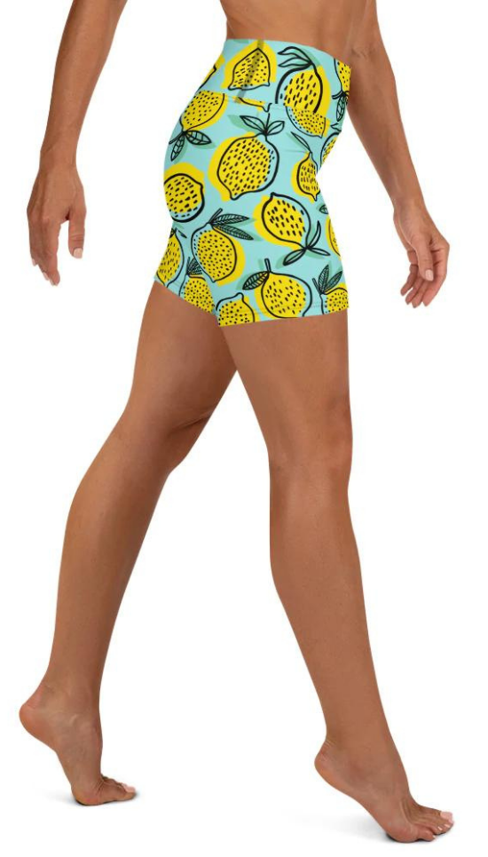 Lemon Pattern Yoga Shorts