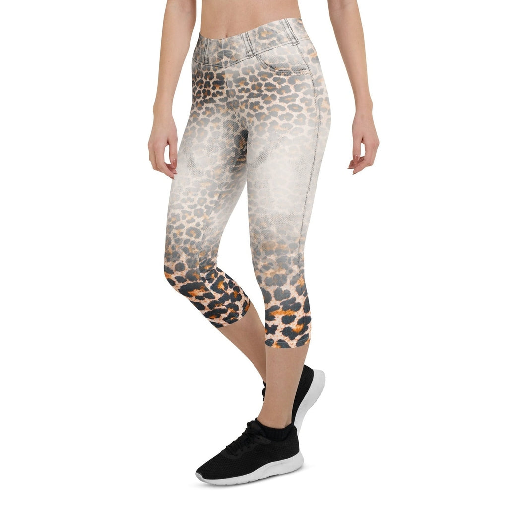 Leopard Denim Print Capris