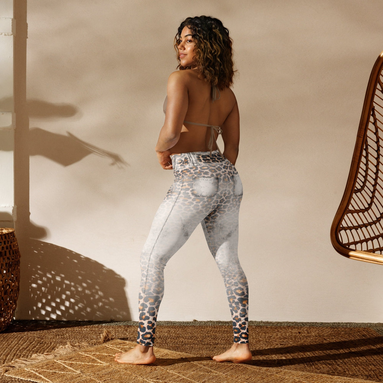 Leopard Denim Print Yoga Leggings