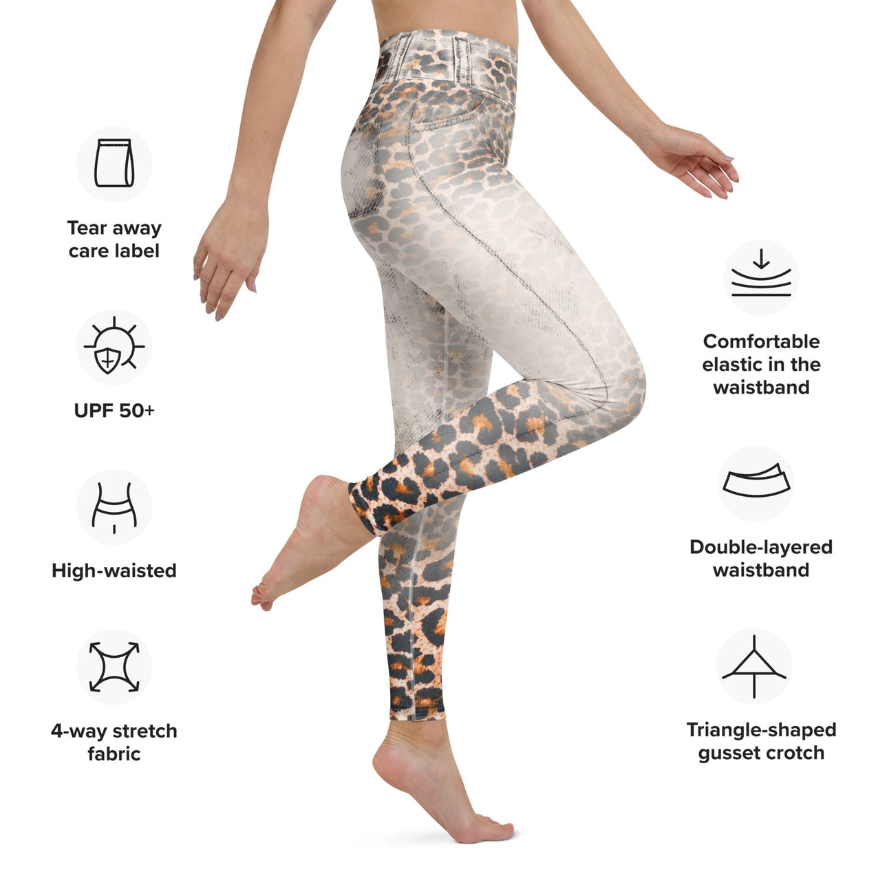 Leopard Denim Print Yoga Leggings