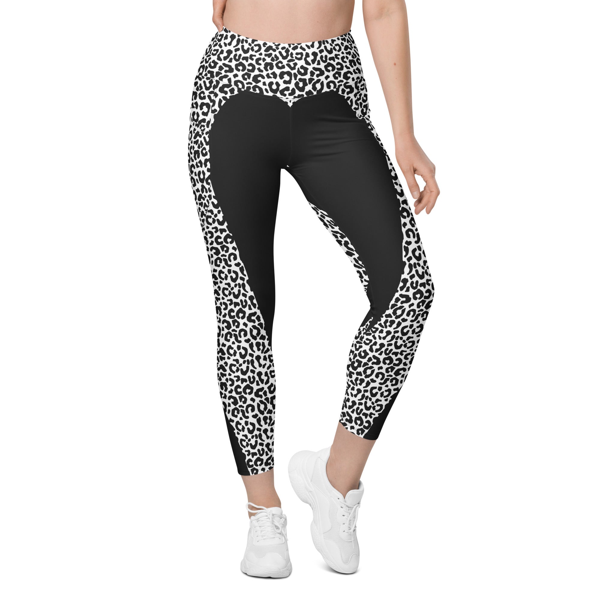 Leopard Heart Shaped Leggings With Pockets
