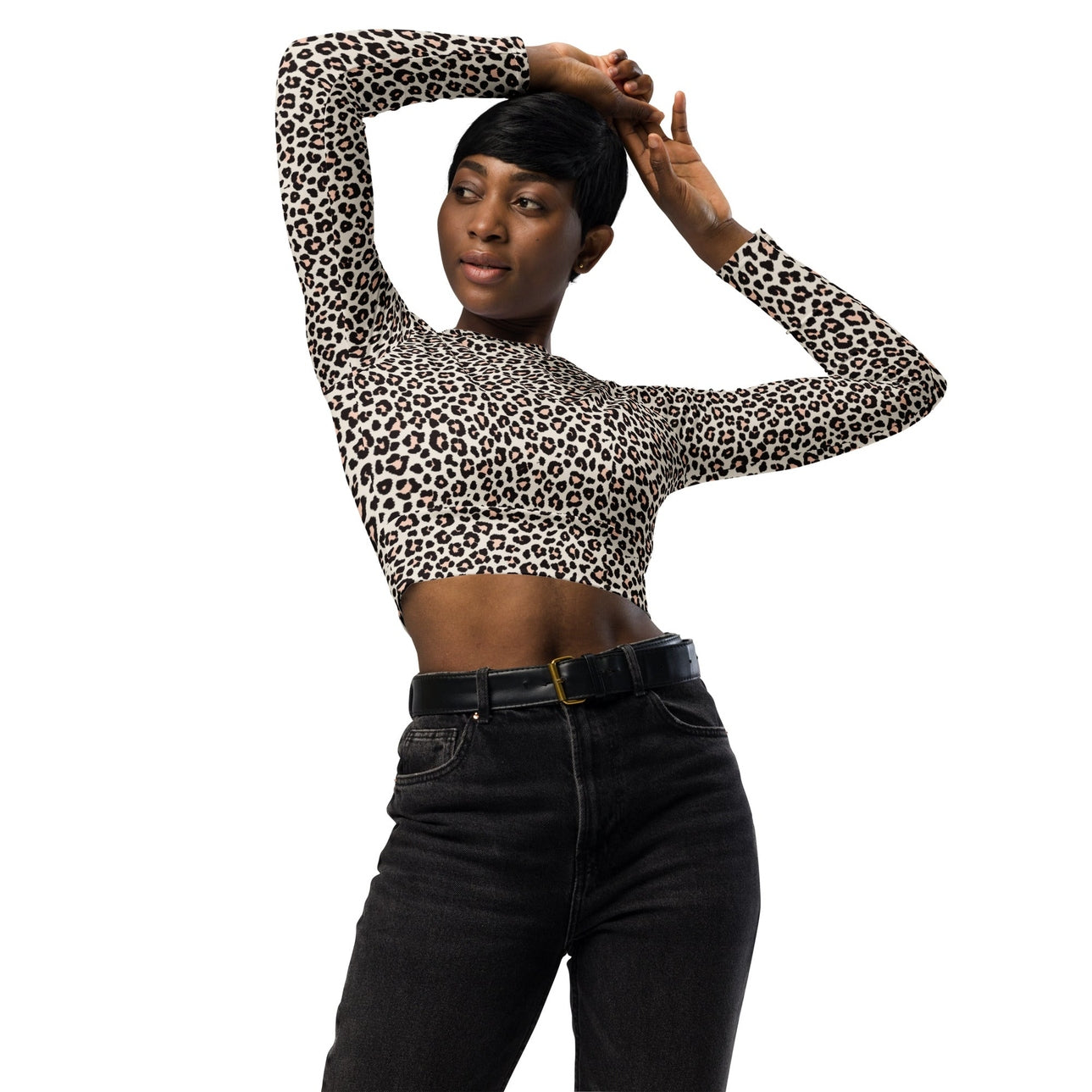 Leopard Recycled Long-sleeve Crop Top