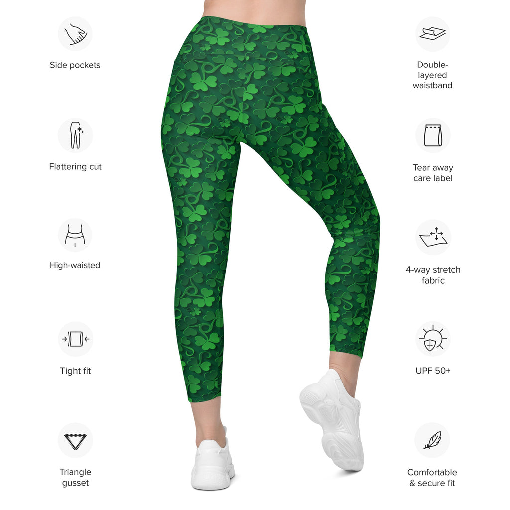 Lucky Shamrock Leggings With Pockets