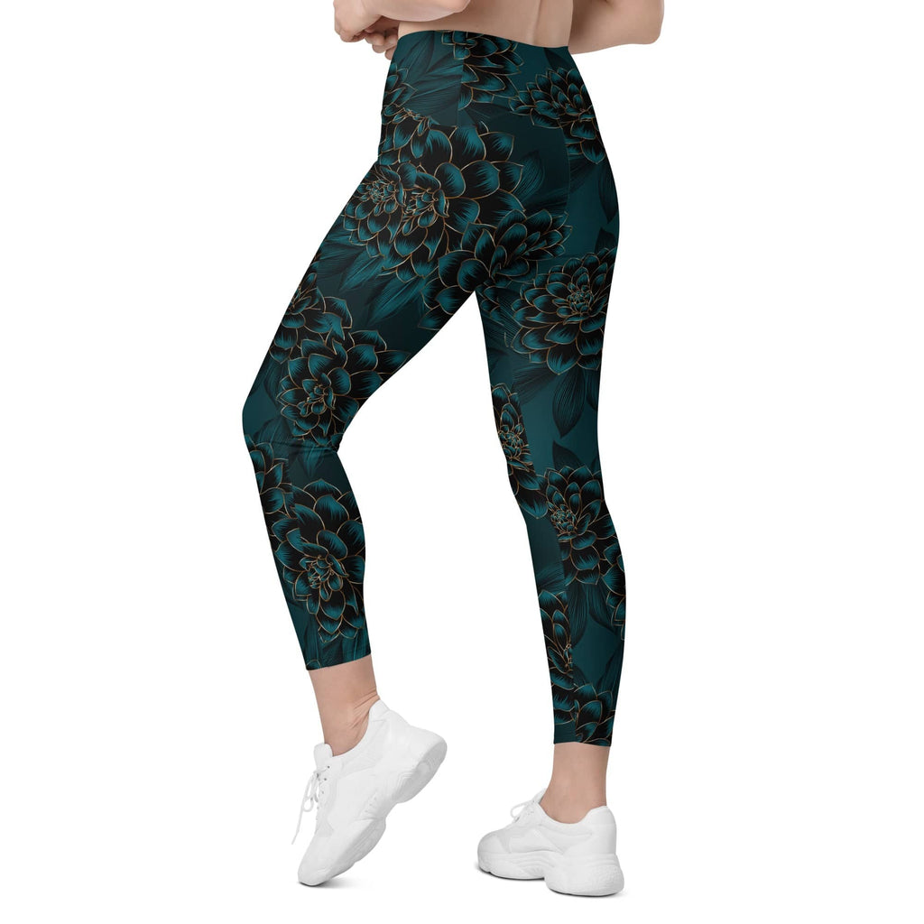 Luxe Floral Crossover Leggings With Pockets