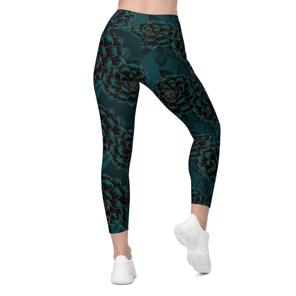 Luxe Floral Crossover Leggings With Pockets