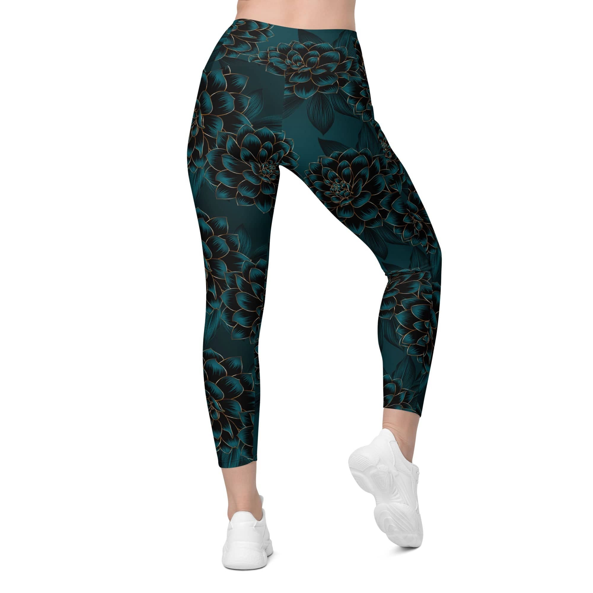 Luxe Floral Crossover Leggings With Pockets
