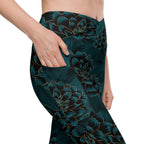 Luxe Floral Crossover Leggings With Pockets