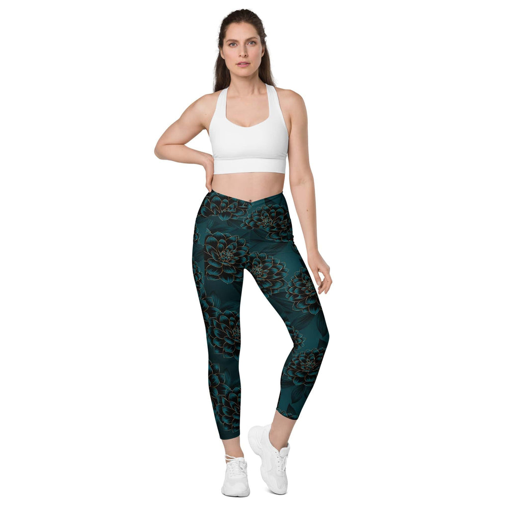 Luxe Floral Crossover Leggings With Pockets