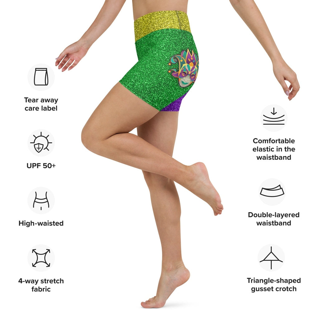 Mardi Gras Mask Yoga Shorts