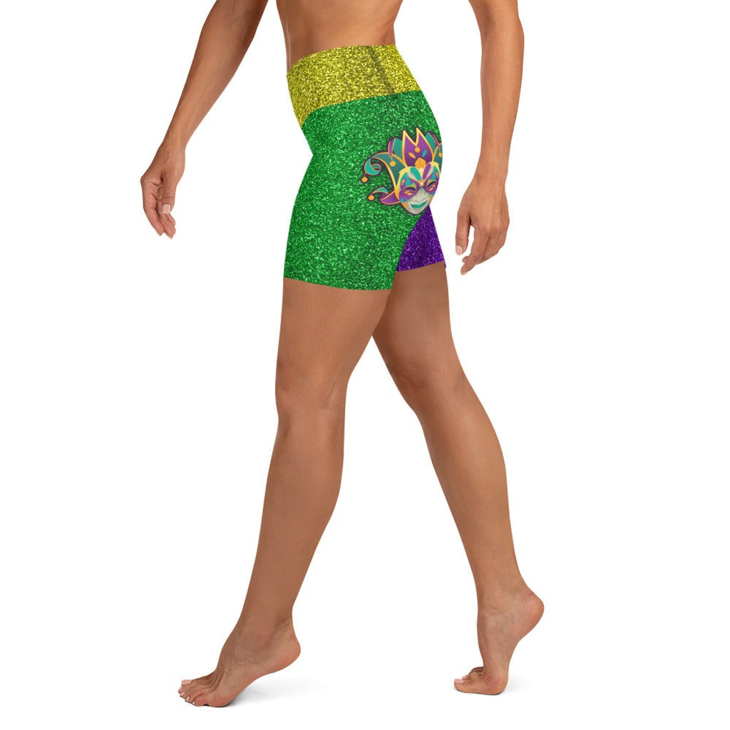 Mardi Gras Mask Yoga Shorts