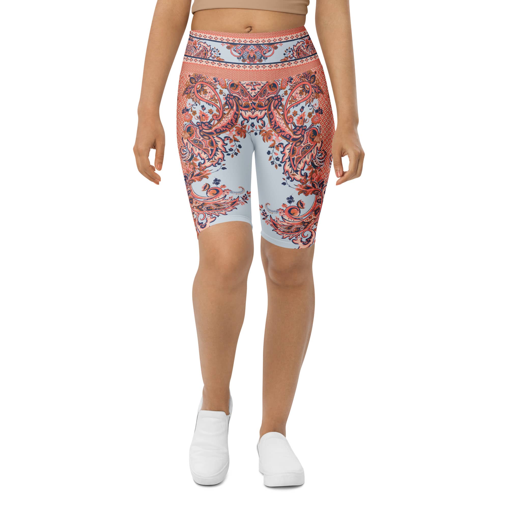 Mediterranean Paisley Biker Shorts