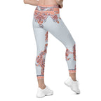 Mediterranean Paisley Crossover Leggings With Pockets