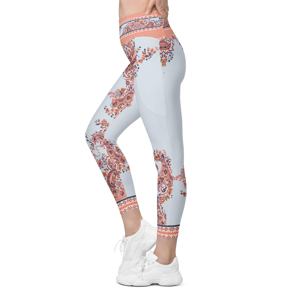 Mediterranean Paisley Leggings With Pockets