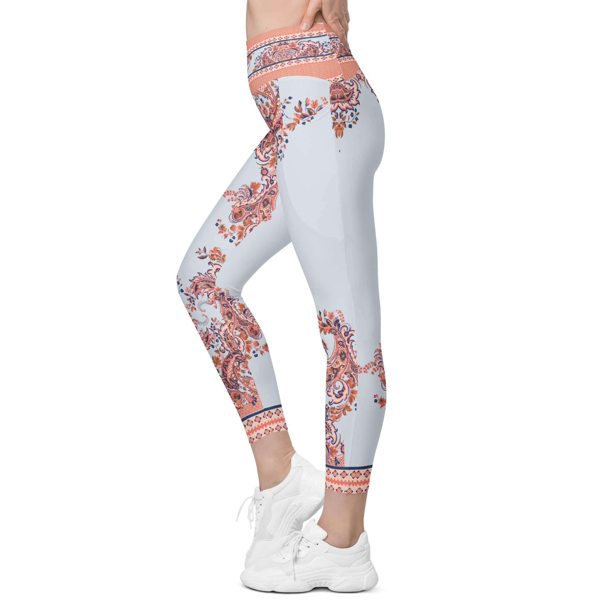 Mediterranean Paisley Leggings With Pockets