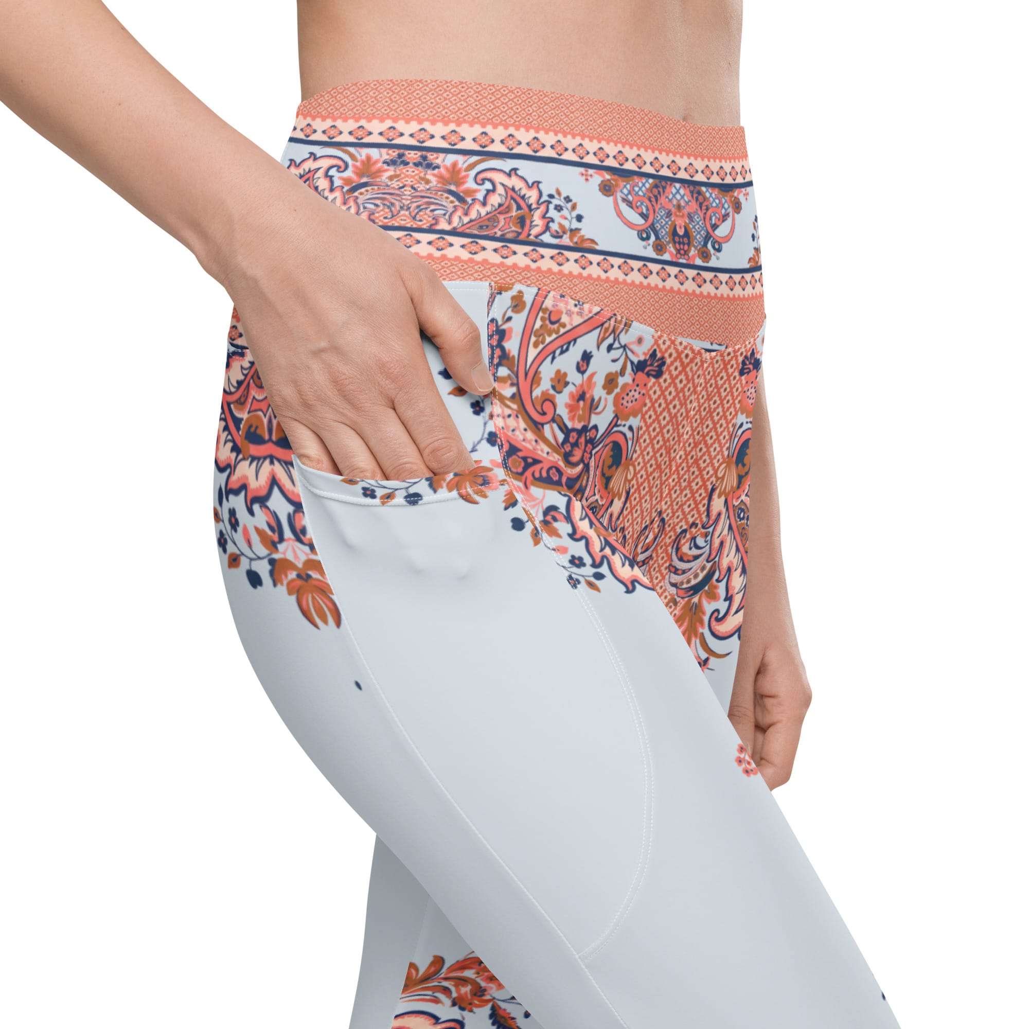 Mediterranean Paisley Leggings With Pockets