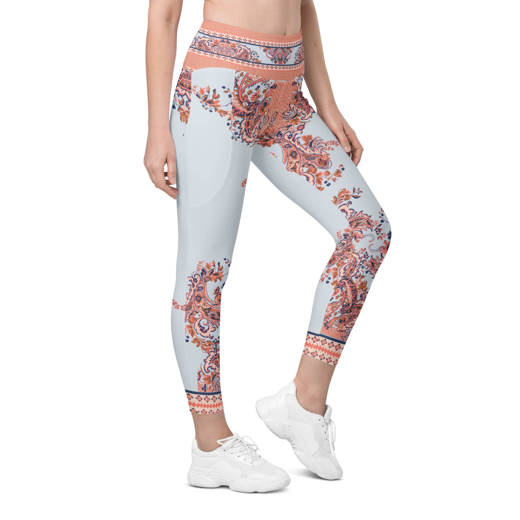 Mediterranean Paisley Leggings With Pockets