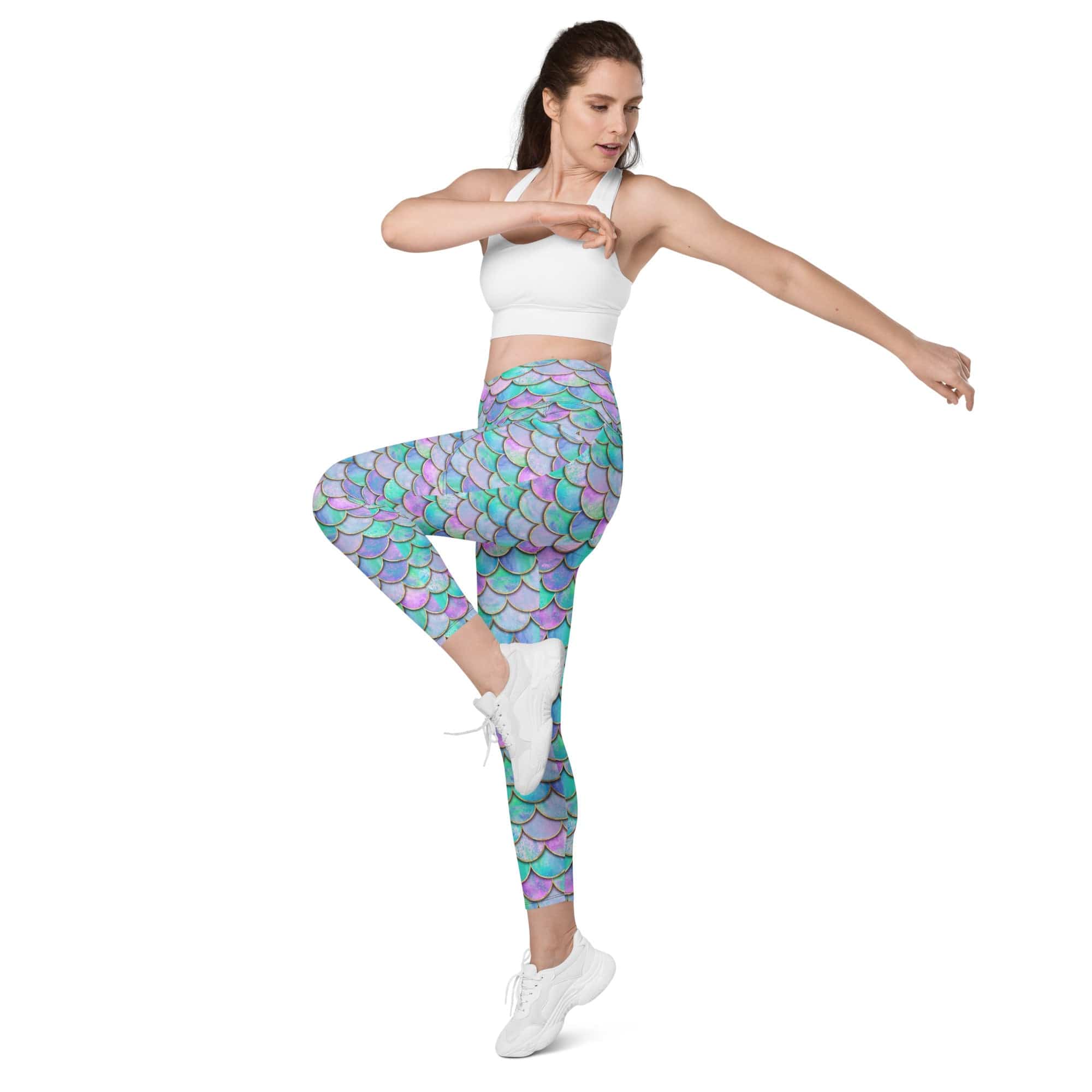 Mermaid Skin Crossover Leggings With Pockets