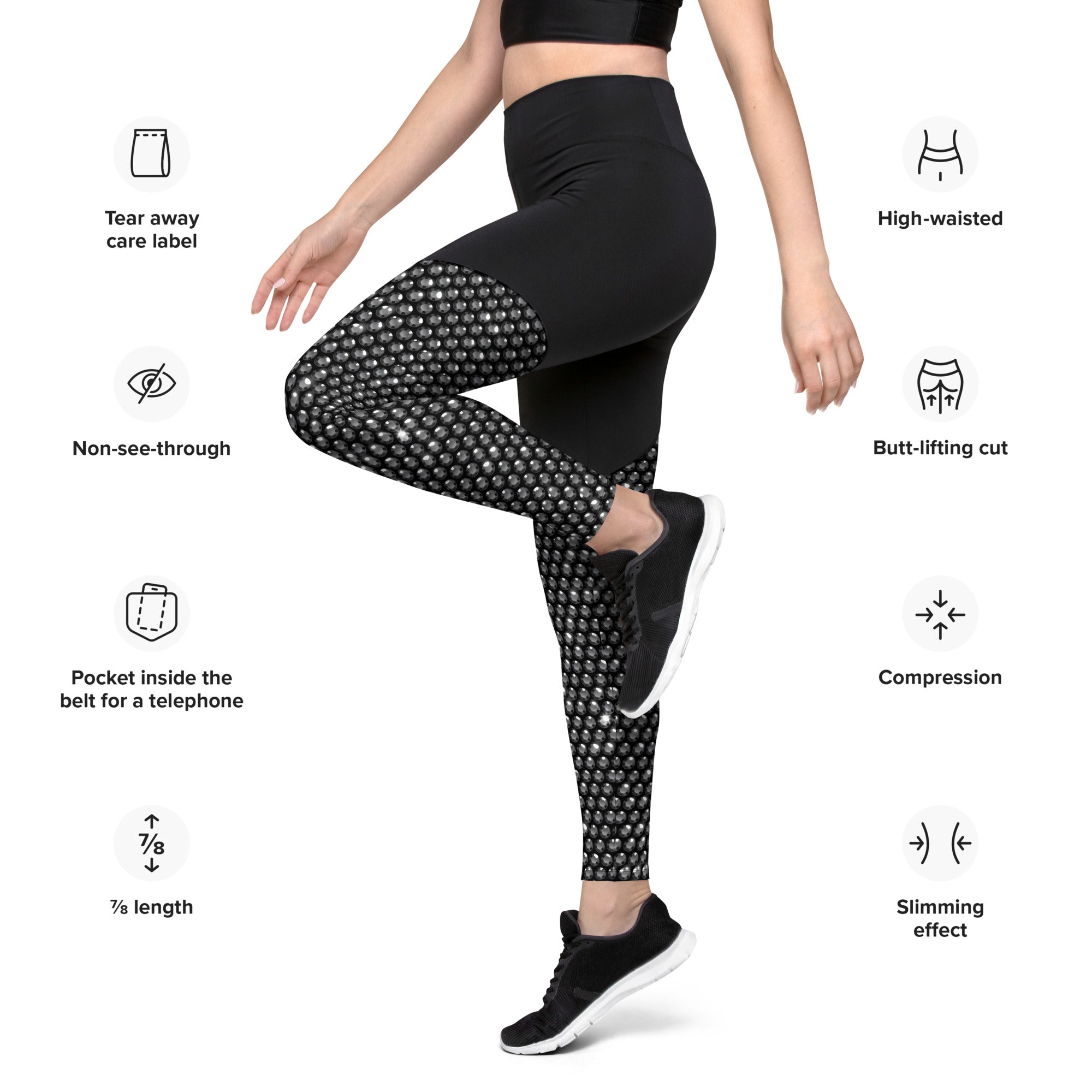 Midnight Bedazzled Print Compression Leggings