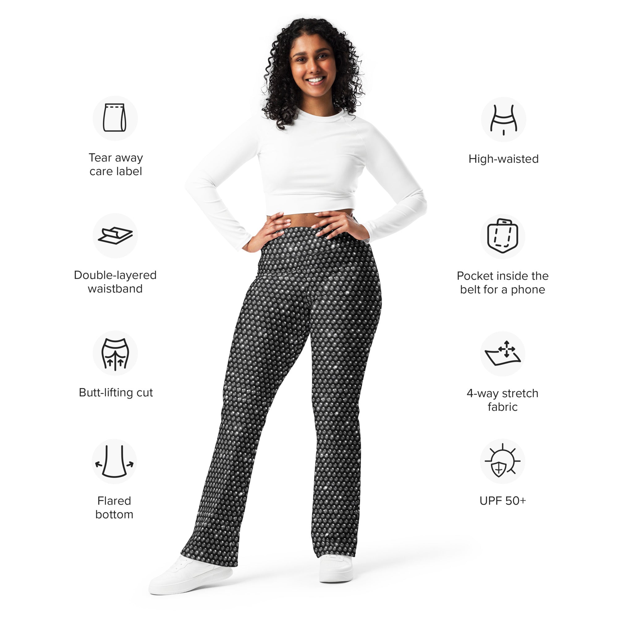 Midnight Bedazzled Print Flare Leggings