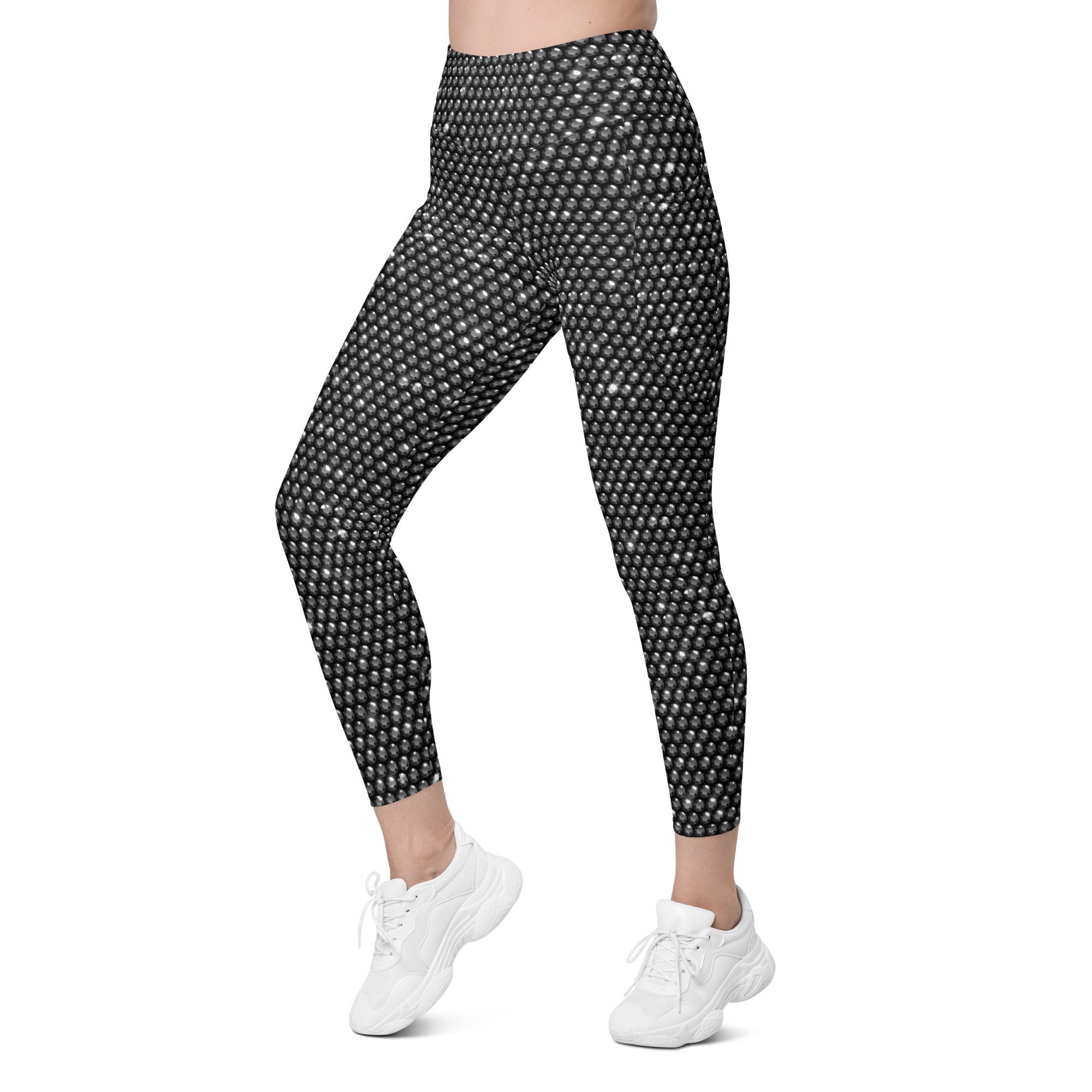 Midnight Bedazzled Print Leggings With Pockets