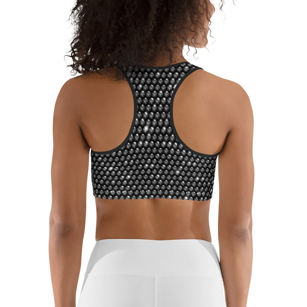 Midnight Bedazzled Print Sports Bra