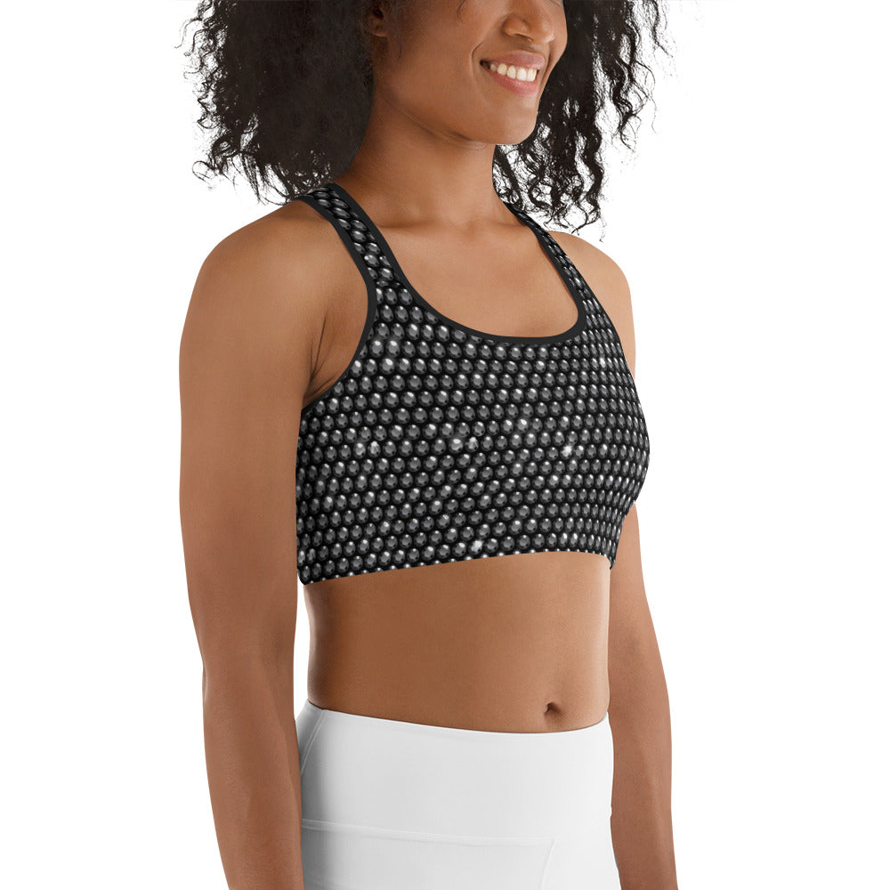 Midnight Bedazzled Print Sports Bra