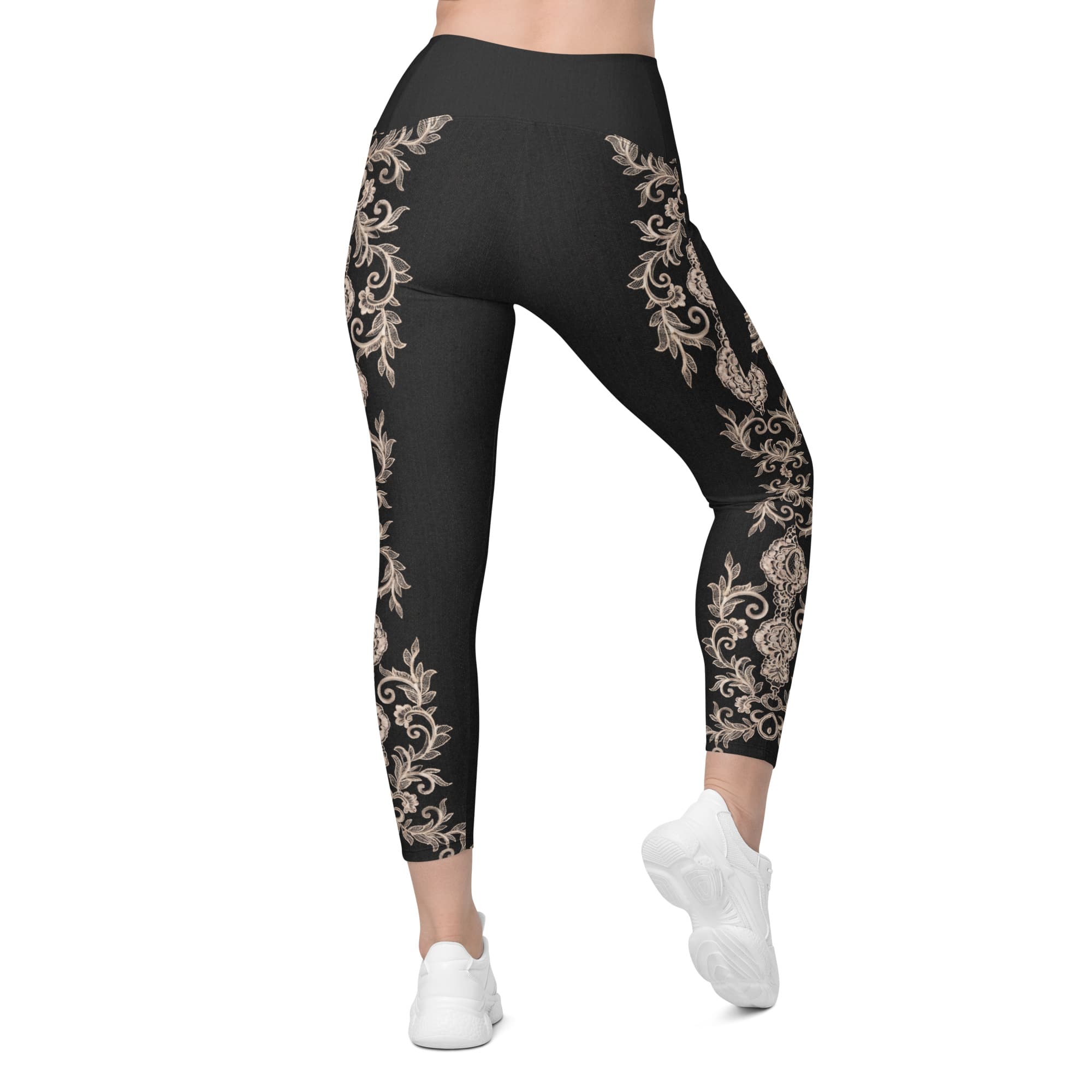 Midnight Lace Crossover Leggings With Pockets