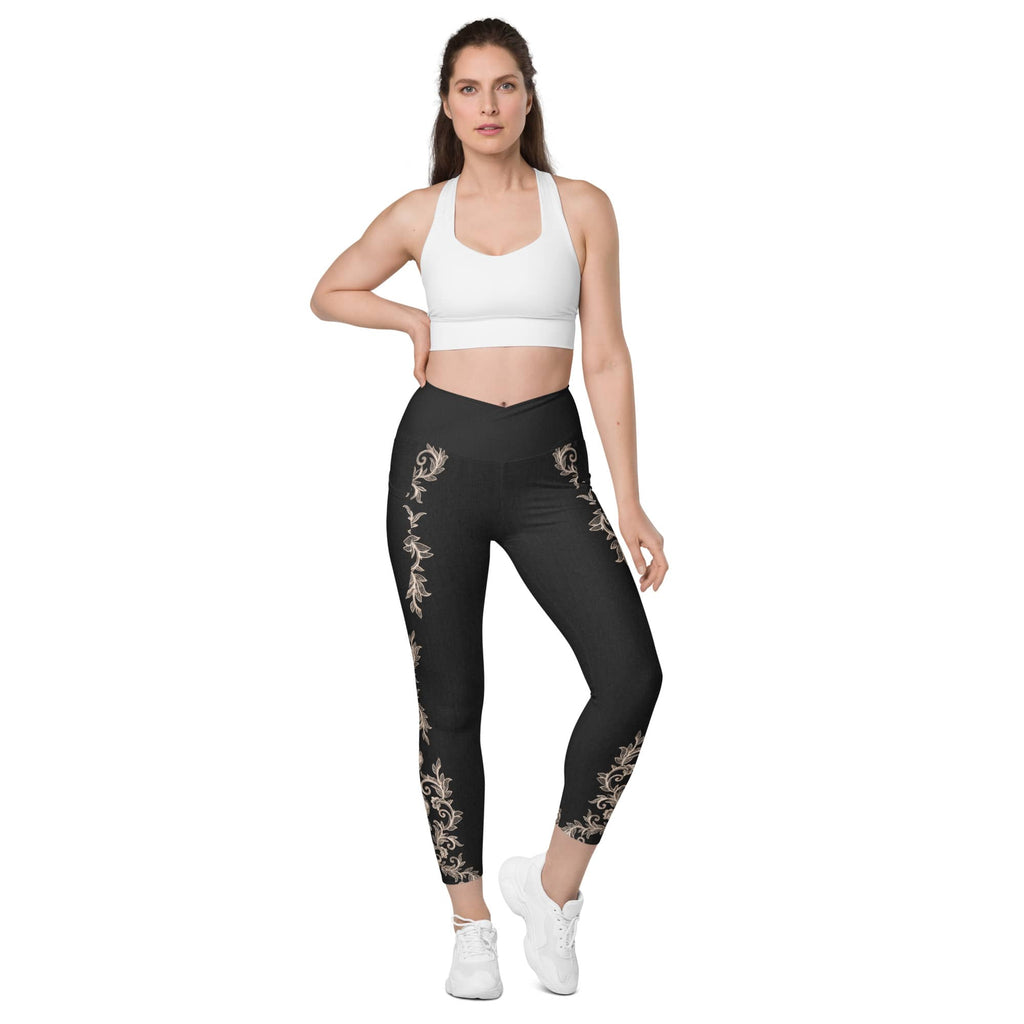 Midnight Lace Crossover Leggings With Pockets