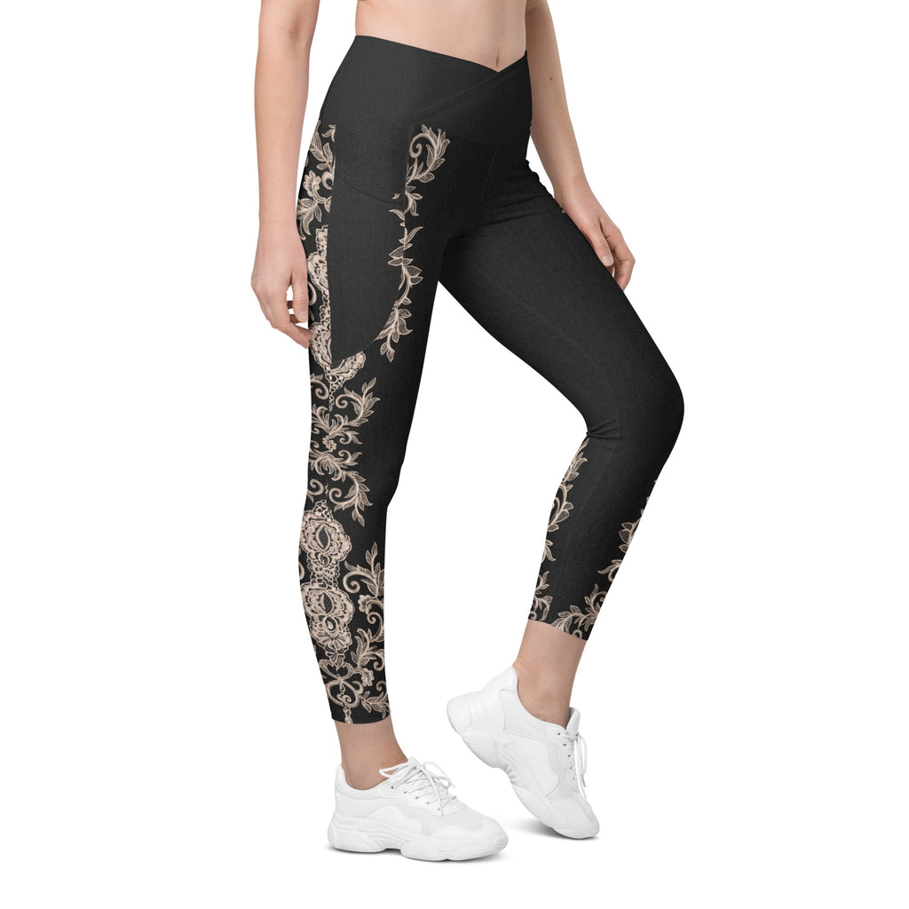 Midnight Lace Crossover Leggings With Pockets