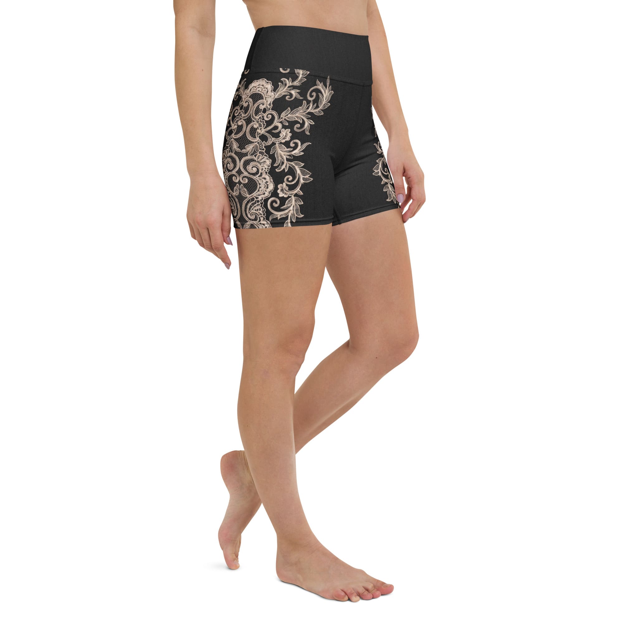 Midnight Lace Yoga Shorts