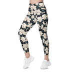 Midnight Magnolias Crossover Leggings With Pockets
