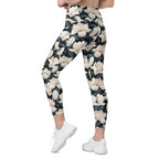 Midnight Magnolias Crossover Leggings With Pockets