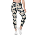 Midnight Magnolias Crossover Leggings With Pockets