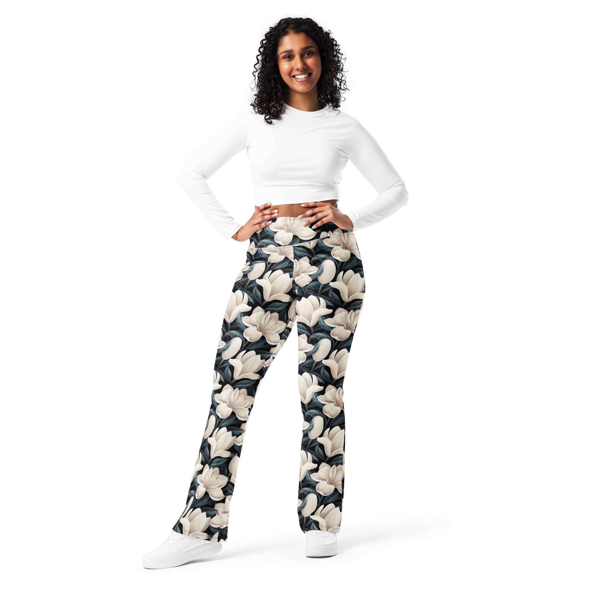 Midnight Magnolias Flare Leggings