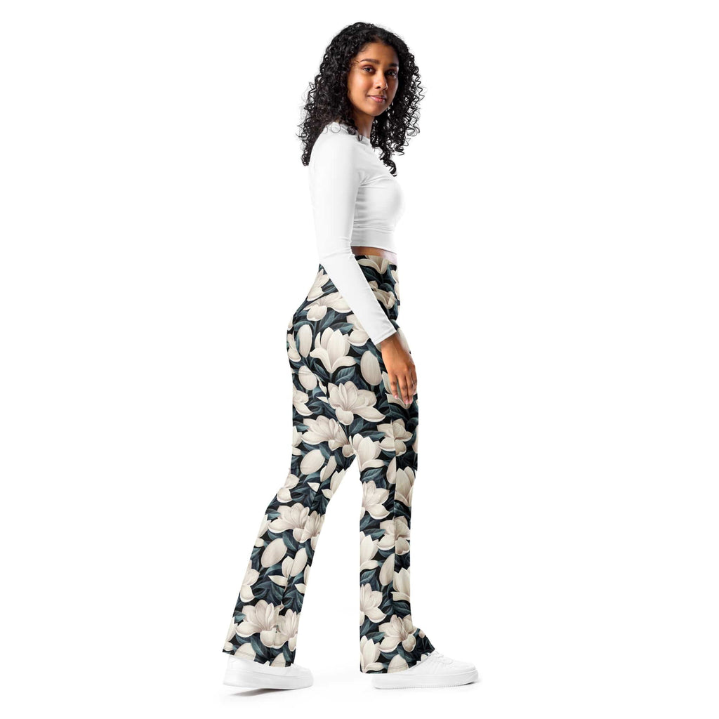 Midnight Magnolias Flare Leggings