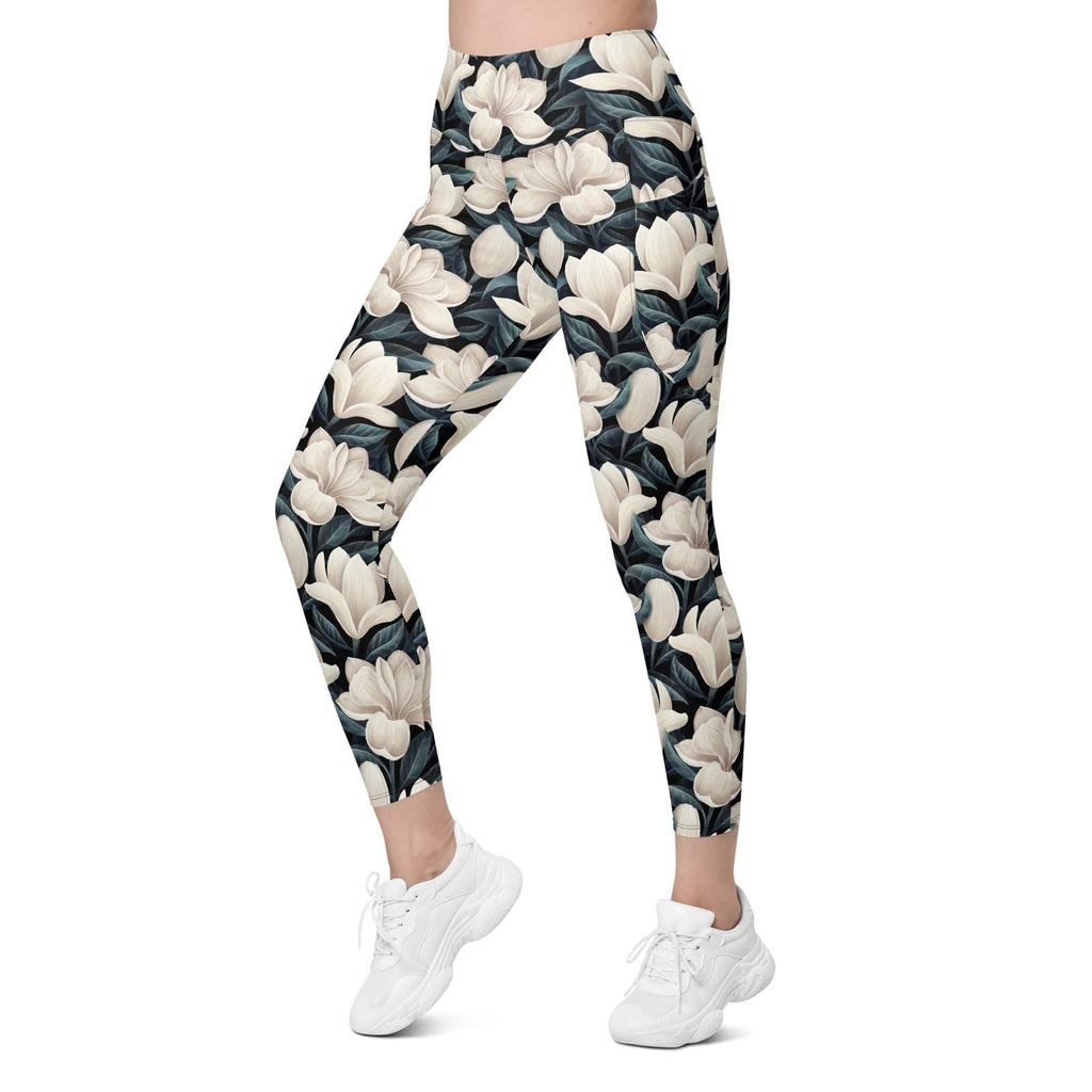 Midnight Magnolias Leggings With Pockets