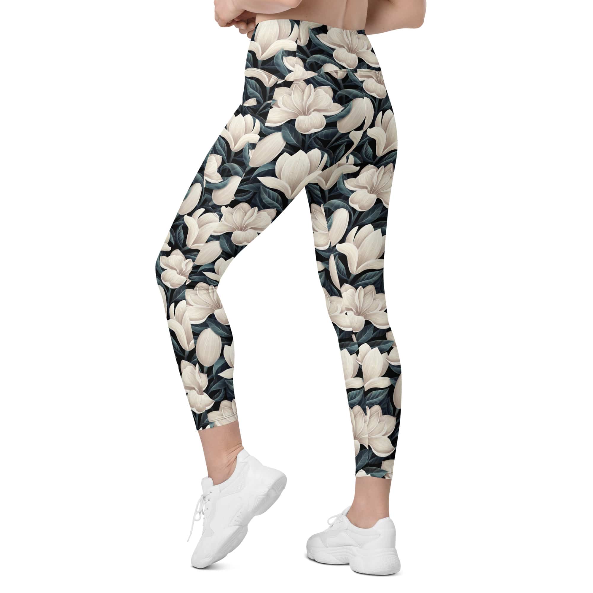 Midnight Magnolias Leggings With Pockets