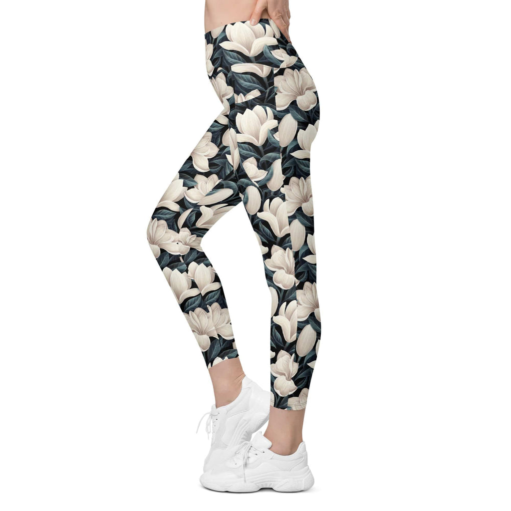 Midnight Magnolias Leggings With Pockets