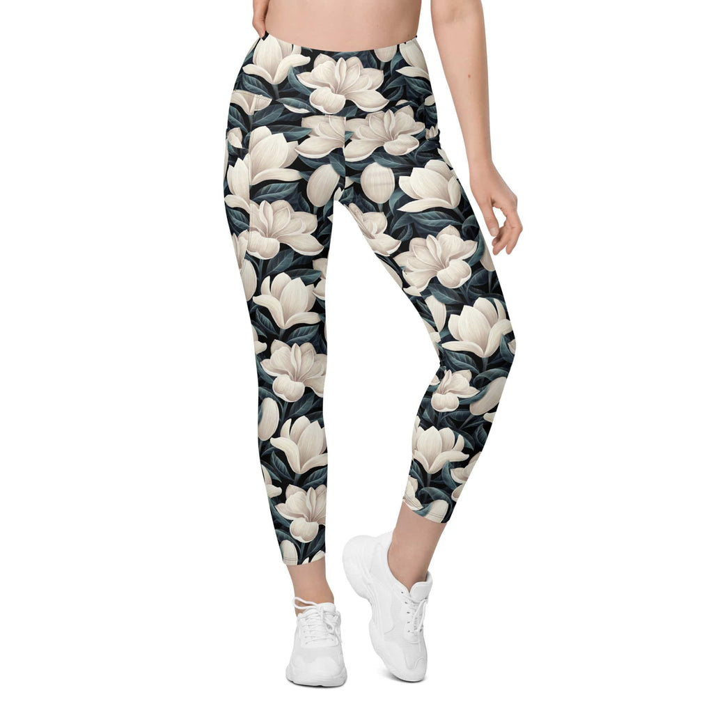 Midnight Magnolias Leggings With Pockets