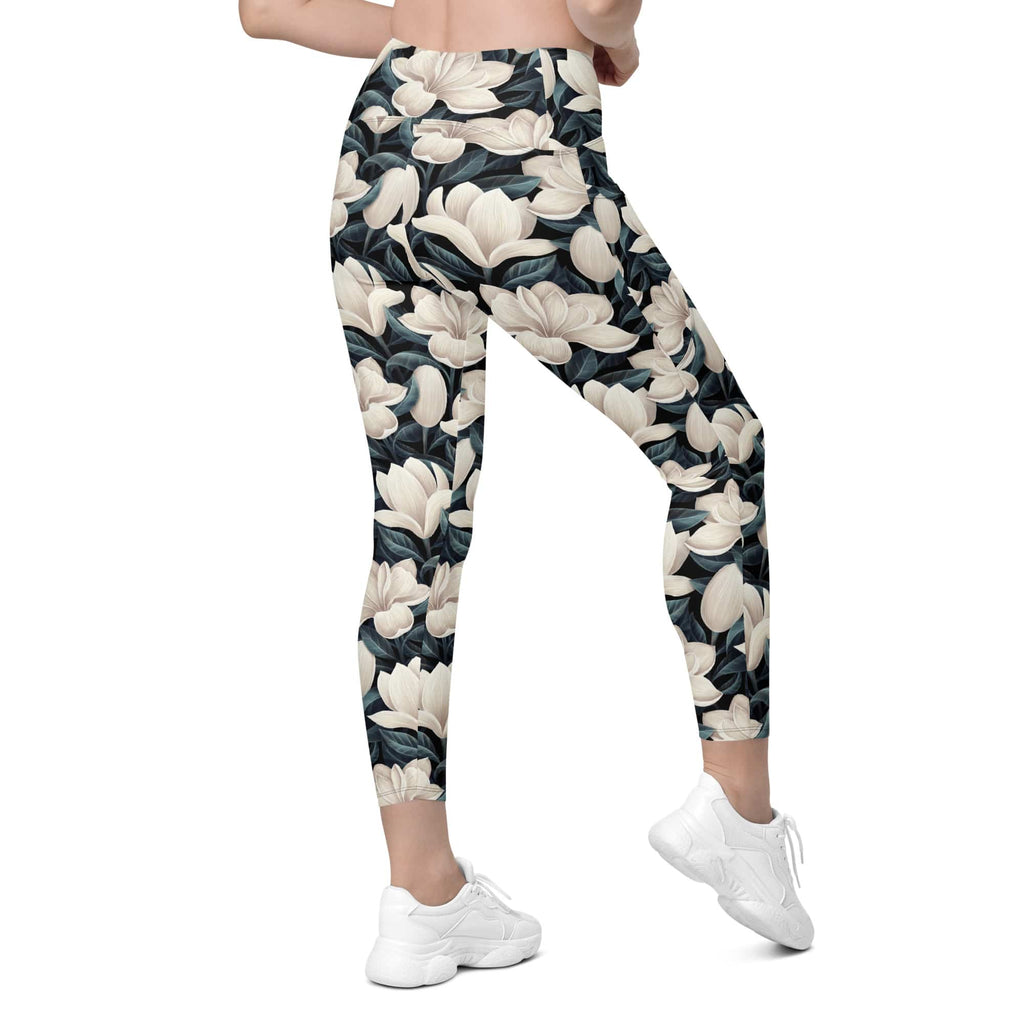 Midnight Magnolias Leggings With Pockets